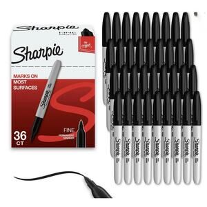 NEW Sharpie Permanent‎ Markers Fine Point Black 36 Count School Office
